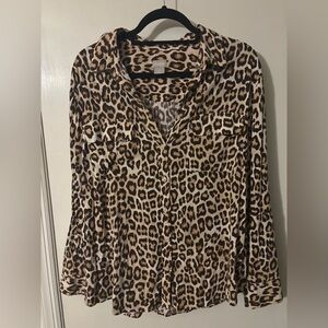Chico's Wild Leopard Button Down Shirt